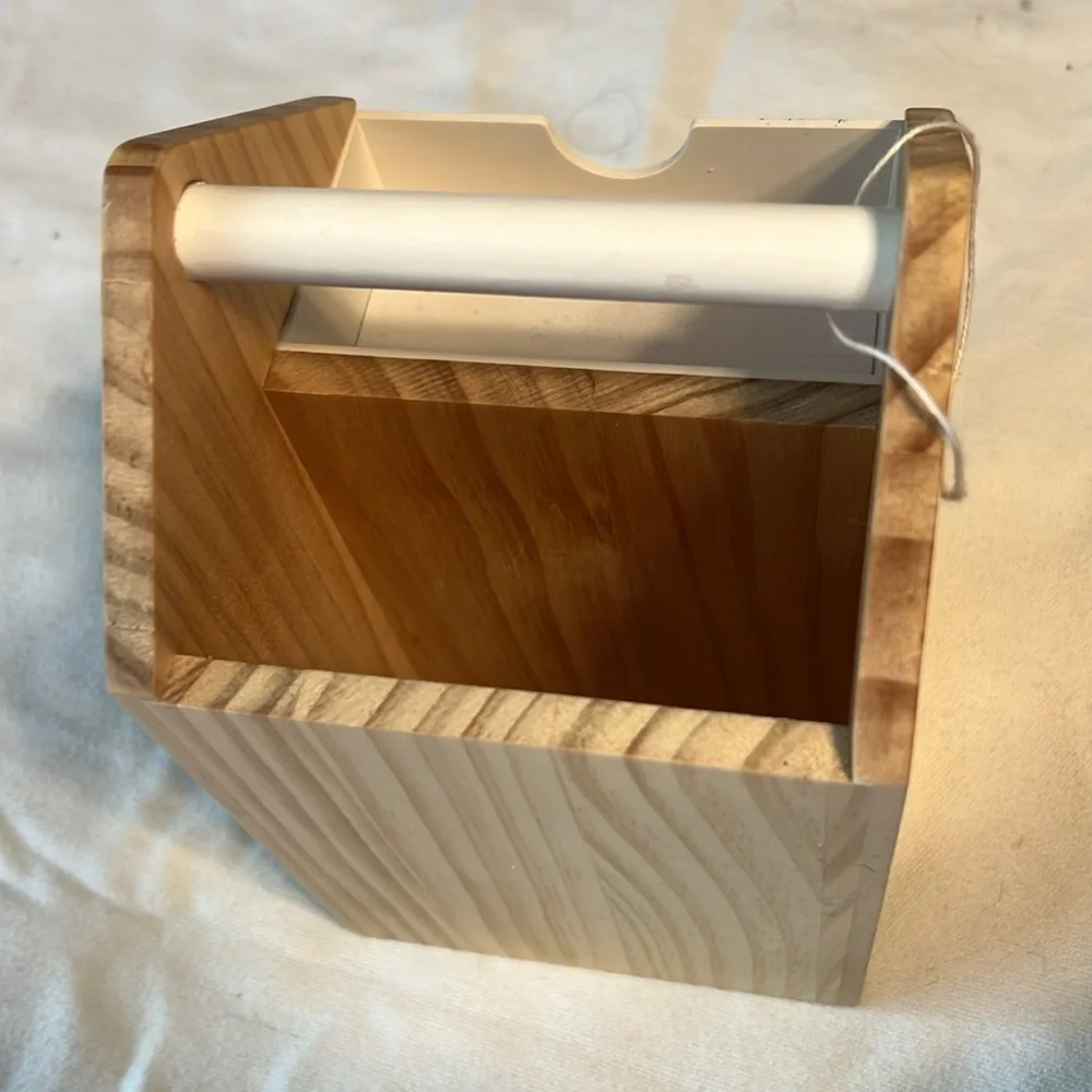 Timber tech industry. Wooden office caddy.
